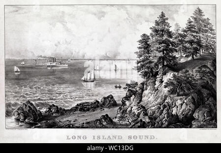 Long Island Sound, Lithographie, Currier & Ives, 1869 Stockfoto