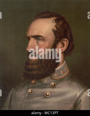 Thomas Jonathan Jackson tonewall' (1824-63), General der Konföderierten im amerikanischen Bürgerkrieg, Kopf und Schultern Portrait, Lithographie, Strobridge & Co., 1877 Stockfoto