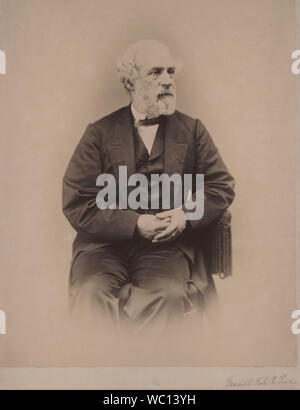 Robert E. Lee (1807-70), Amerikanischer und Confederate Soldier, Kommandeur der Confederate States Army während des Amerikanischen Bürgerkrieg 1862-65, Three-Quarter Länge sitzt Portrait, Foto von Alexander Gardner, 1865 Stockfoto