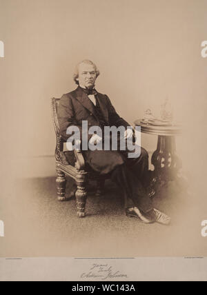 Andrew Johnson (1808-75), 17. Präsident der Vereinigten Staaten, Kartenlänge sitzt Portrait, Foto von Alexander Gardner, 1866 Stockfoto