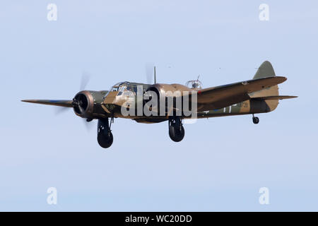 Die einzige flugfähige Blenheim im Endanflug in Wattisham für die Basen Familien Tag. Blenheim ist von hier bei Ausbruch des Krieges betrieben. Stockfoto