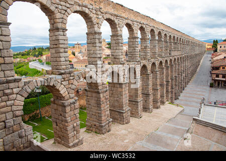 Aquädukt in Segovia Castilla y Leon, Spanien Stockfoto