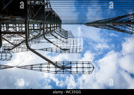 Ehemalige Duga militärische Radaranlage in der Sperrzone von Tschernobyl, Ukraine Stockfoto
