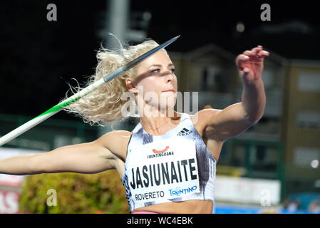 Rovereto, Italien, 27. August 2019, LIVETA JASIUNAITE während der Palio der Quercia 2019 - Leichtathletik Internationals - Kreditkarten: LPS/Roberto Tommasini/Alamy leben Nachrichten Stockfoto