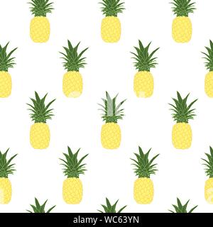 Handgezeichneten Ananas nahtlose Muster. Isoliert. Stock Vektor
