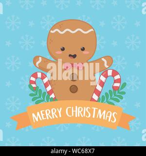 Merry Merry Christmas Card mit Ginger cookie Vector Illustration Design Stock Vektor