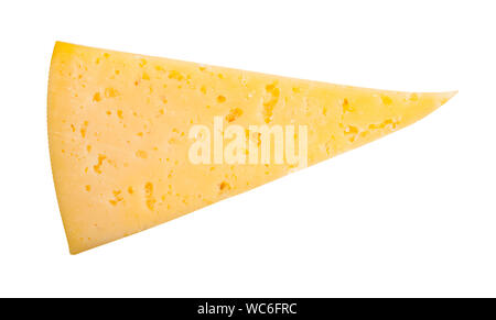 Blick von oben auf die dreieckigen Stück gelbe Käse auf weißem Hintergrund Stockfoto