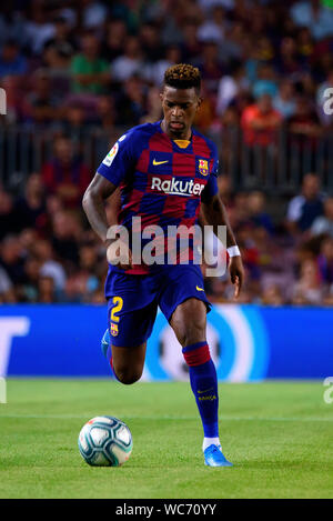 BARCELONA - 23 AUG 25: Nelson Semedo spielt in der Liga Match zwischen dem FC Barcelona und Real Betis im Camp Nou Stadion am 25. August 2019 in Barcelo Stockfoto