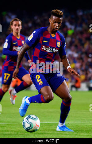 BARCELONA - 23 AUG 25: Nelson Semedo spielt in der Liga Match zwischen dem FC Barcelona und Real Betis im Camp Nou Stadion am 25. August 2019 in Barcelo Stockfoto