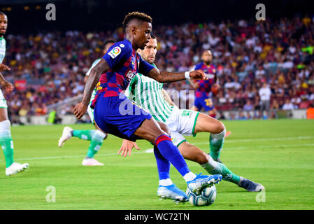 BARCELONA - 23 AUG 25: Nelson Semedo spielt in der Liga Match zwischen dem FC Barcelona und Real Betis im Camp Nou Stadion am 25. August 2019 in Barcelo Stockfoto