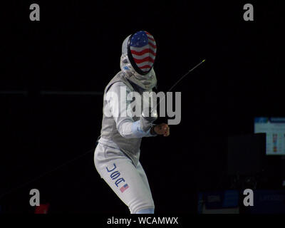 Fechten für Frauen; Jacqueline Dubrovich aus den USA in Aktion an der Lima 2019 Pan American Games Stockfoto