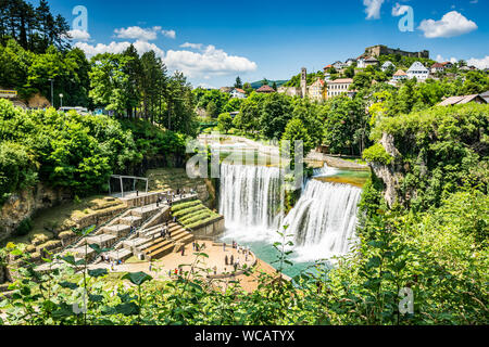 Jajce Wasserfall in Bosnien und Herzegowina, Europa Stockfoto