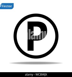 Black Park Symbol, Zeichen, Symbol. Parken Öffentliche Symbol Straße statt. Stock Vektor