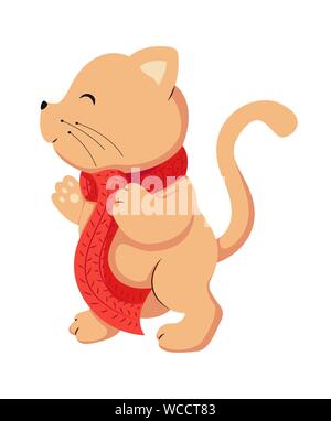 Vektor flach Cat animal Illustration für Weihnachten und das neue Jahr symbol Element Stock Vektor