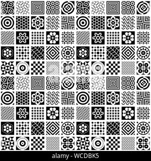 Schwarze und weiße abstrakte geometrische Muster. Vektor nahtlose Hintergrund. Stock Vektor