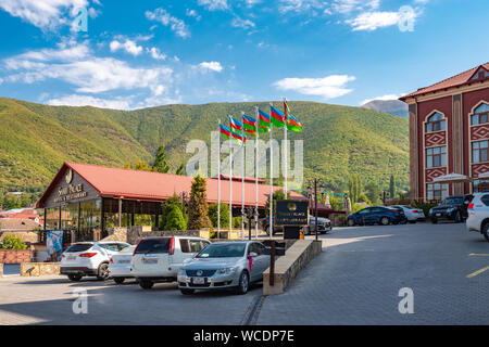 Shaki, Aserbaidschan August 24, 2019, modernes Hotel Stockfoto