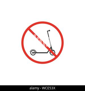 Kein Schild, scooter Symbol. Vector Illustration, flache Bauform. Stock Vektor