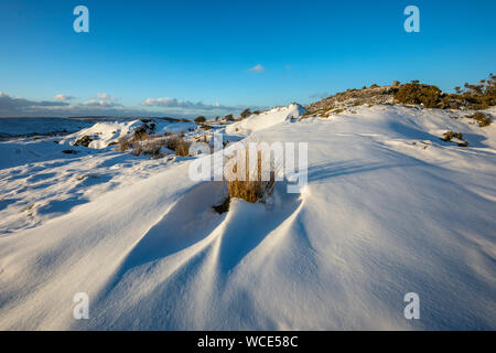 Cheesewring; im Schnee; Cornwall, UK Stockfoto