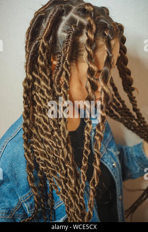 Dicke Zöpfe, Dreadlocks, senegalesischen Braids, Twists, mambo Wendungen Stockfoto