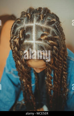 Dicke Zöpfe, Dreadlocks, senegalesischen Braids, Twists, mambo Wendungen Stockfoto