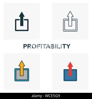 Rentabilität Icon Set. Vier Elemente in verschiedenen Stilrichtungen von Business Ethics icons Collection. Kreative Rentabilität Icons, Outline, farbig Stock Vektor