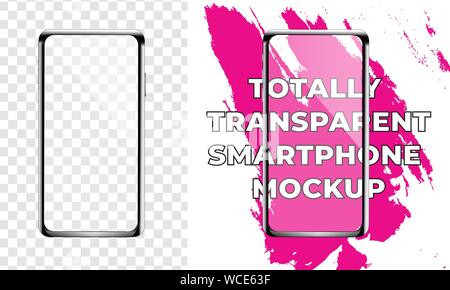 Realistische Smartphone mit leerer Bildschirm isoliert auf Transparenten Hintergrund. Verwenden Sie für die Vorlage. Separate Gruppen und Schichten. Leicht zu bearbeiten. Stock Vektor