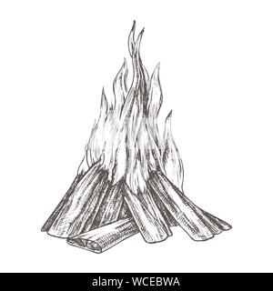 Traditionelle Burning Bonfire monochromen Vector Stock Vektor