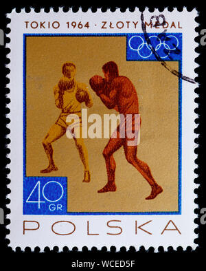 Polen Briefmarke - Boxen Stockfoto