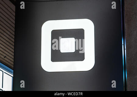 Feb 21, 2019 San Francisco/CA/USA - in der Nähe von Platz an ihren Sitz in SoMa District, quadratische, Inc. ist ein Financial Services, Kaufmann Stockfoto