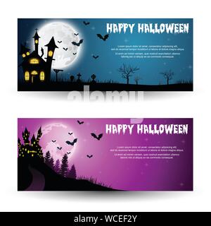 Vector Illustration von Cartoon halloween Banner einstellen Stock Vektor
