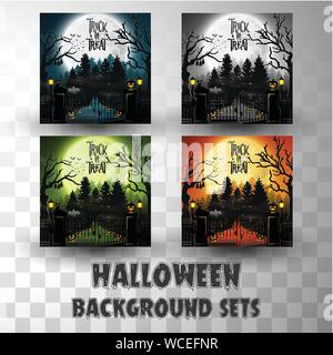 Halloween Silhouette Hintergrund mit unterschiedlichen Farbe Szene Stock Vektor