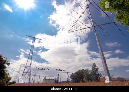 Radiosender Grimeton: Antennen und Masten Stockfoto