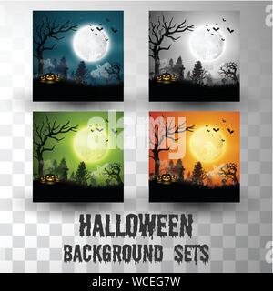 Halloween Silhouette Hintergrund mit unterschiedlichen Farbe Szene Stock Vektor