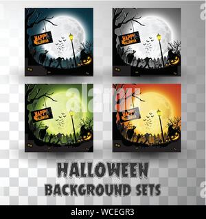 Halloween Silhouette Hintergrund mit unterschiedlichen Farbe Szene Stock Vektor