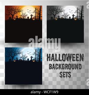 Halloween Silhouette Hintergrund mit unterschiedlichen Farbe Szene Stock Vektor