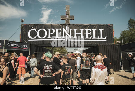 Kopenhagen, Dänemark. 19., Juni 2019. Enthusiastisch heavy metal fans und Festivalbesucher teilnehmen, eine weitere Ausgabe der beliebten Metal Festival Copenhell in Kopenhagen. (Foto: Gonzales Foto - Nikolaj Bransholm). Stockfoto