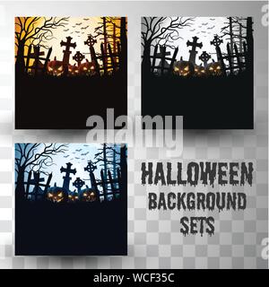 Halloween Silhouette Hintergrund mit unterschiedlichen Farbe Szene Stock Vektor