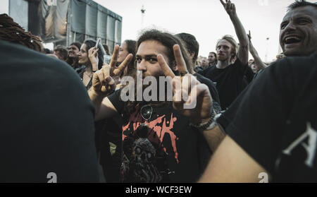 Kopenhagen, Dänemark. 19., Juni 2019. Enthusiastisch heavy metal fans und Festivalbesucher teilnehmen, eine weitere Ausgabe der beliebten Metal Festival Copenhell in Kopenhagen. (Foto: Gonzales Foto - Nikolaj Bransholm). Stockfoto