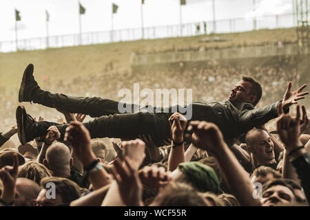 Kopenhagen, Dänemark. 21. Juni 2019. Enthusiastisch heavy metal fans und Festivalbesucher teilnehmen, eine weitere Ausgabe der beliebten Metal Festival Copenhell in Kopenhagen. (Foto: Gonzales Foto - Nikolaj Bransholm). Stockfoto