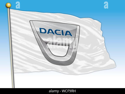 Dacia Auto Industrie, Fahne mit Logo, Illustration Stockfoto