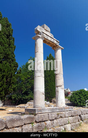 Die restaurierten Säulen der antiken Markt, Kos Stadt, Insel Kos, Dodekanes, Griechenland. Stockfoto