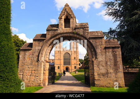 Eingang Torbogen in Southwell Minster in Nottinghamshire Stockfoto