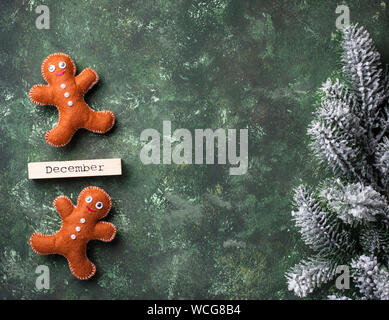 Weihnachten Lebkuchen Männer aus Filz Stockfoto
