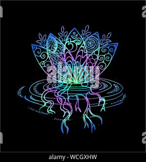 Farbe Lotus Abbildung. Muster, om und Blume Stock Vektor