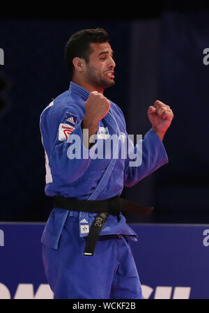 Tokio. 28 Aug, 2019. Sagi Muki Israel feiert den Sieg der Männer 81 kg im Finale gegen Matthias Casse von Belgien 2019 World Judo Meisterschaften in Tokio, Japan, am 12.08.28., 2019. Credit: Du Xiaoyi/Xinhua/Alamy leben Nachrichten Stockfoto