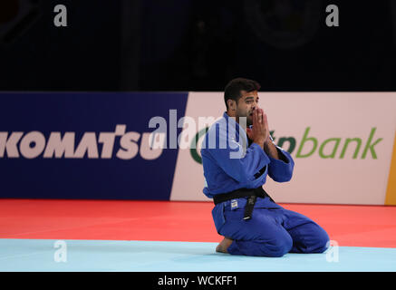 Tokio. 28 Aug, 2019. Sagi Muki Israel feiert den Sieg der Männer 81 kg im Finale gegen Matthias Casse von Belgien 2019 World Judo Meisterschaften in Tokio, Japan, am 12.08.28., 2019. Credit: Du Xiaoyi/Xinhua/Alamy leben Nachrichten Stockfoto