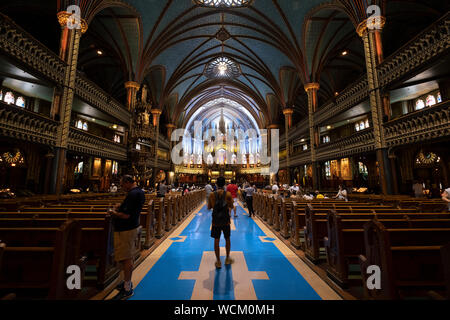 Innenraum der Basilika Notre-Dame in Montreal, Quebec. Stockfoto