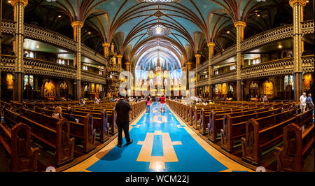 Innenraum der Basilika Notre-Dame in Montreal, Quebec. Stockfoto