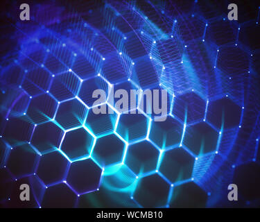 Drei-dimensionalen Gitter aus Linien und Punkten in abstrakter Form in der Technologie Konzept. Bild als Hintergrund zu verwenden. Stockfoto