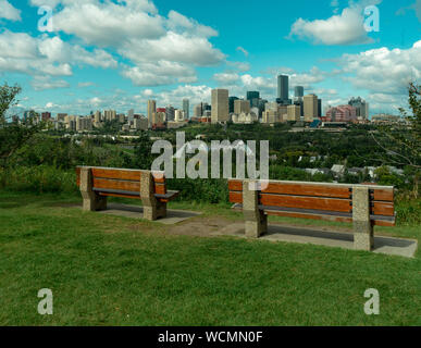 Panoramablick über die Innenstadt von Edmonton, Alberta, Kanada. Stockfoto